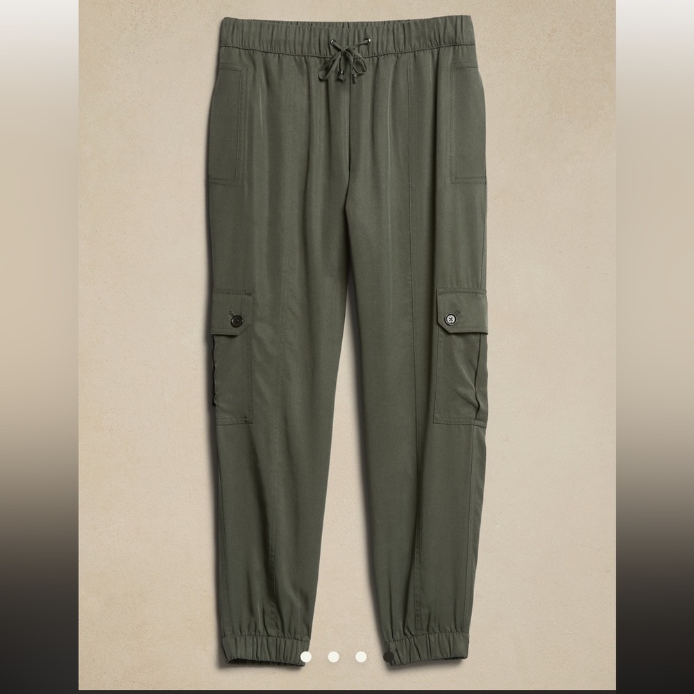 Banana Republic tencel utility jogger small drawstring small pants green cargo - Picture 6 of 6